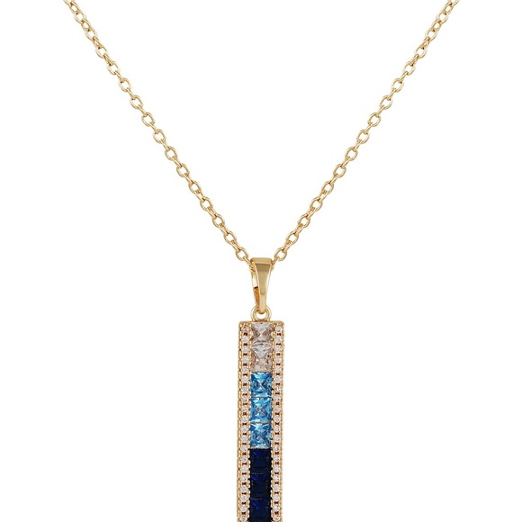 VINCE CAMUTO TRICOLOR STONE PENDANT NECKLACE 💙 - Picture 1 of 4